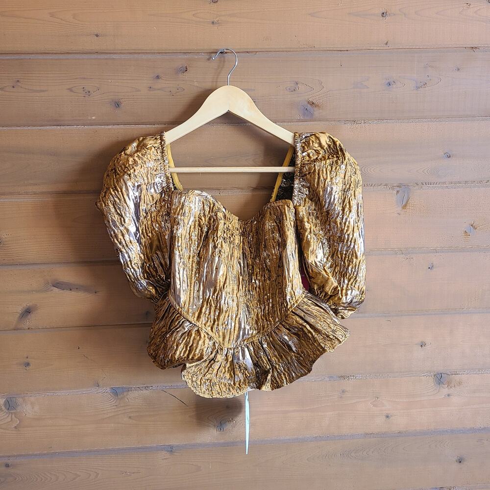 Buddy Love Bronze Chloe Bustier Top NWT S Renaissance Fairy Coquette Blouse Bow - Picture 2 of 6